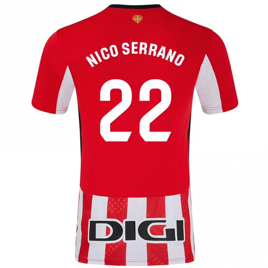 Niño Fútbol Camiseta Nico Serrano #22 Rojo Blanco 1ª Equipación 2024/25 Argentina