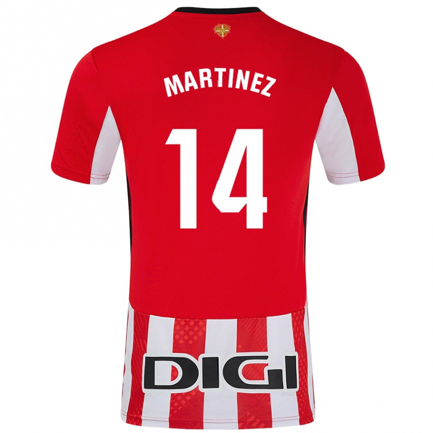 Niño Fútbol Camiseta Pablo Martínez #14 Rojo Blanco 1ª Equipación 2024/25 Argentina