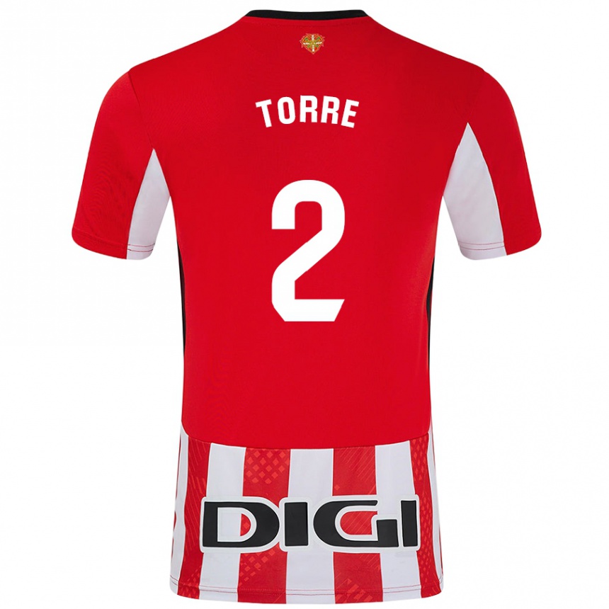 Niño Fútbol Camiseta Maddi Torre #2 Rojo Blanco 1ª Equipación 2024/25 Argentina