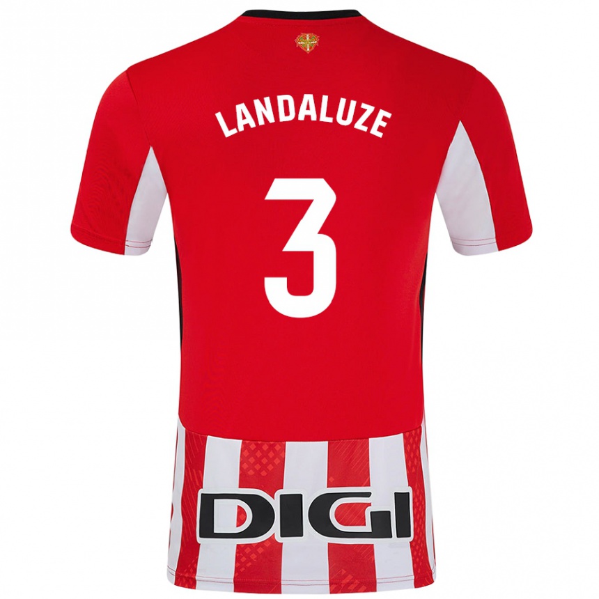 Niño Fútbol Camiseta Naia Landaluze Marquínez #3 Rojo Blanco 1ª Equipación 2024/25 Argentina