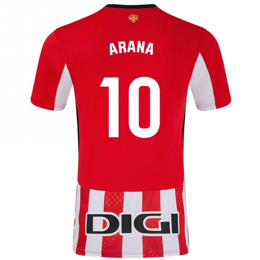 Niño Fútbol Camiseta Paula Arana Montes #10 Rojo Blanco 1ª Equipación 2024/25 Argentina