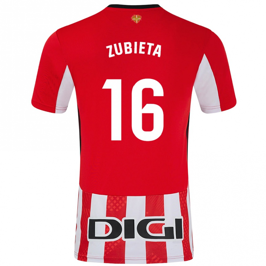 Niño Fútbol Camiseta Maite Zubieta Arambarri #16 Rojo Blanco 1ª Equipación 2024/25 Argentina