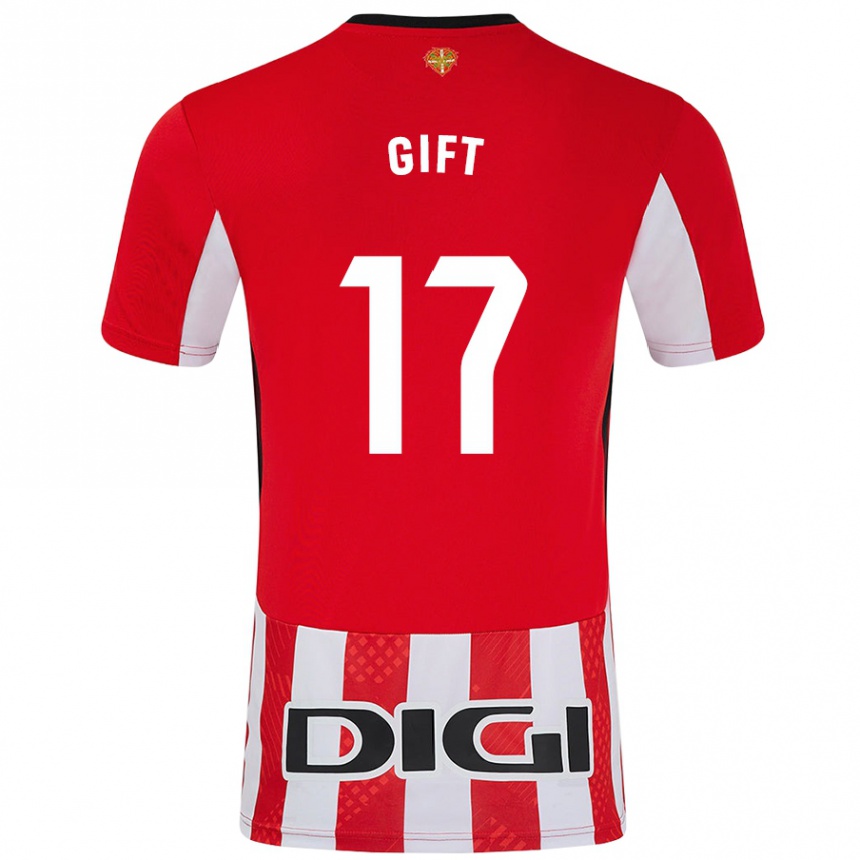 Niño Fútbol Camiseta Elijah Gift #17 Rojo Blanco 1ª Equipación 2024/25 Argentina