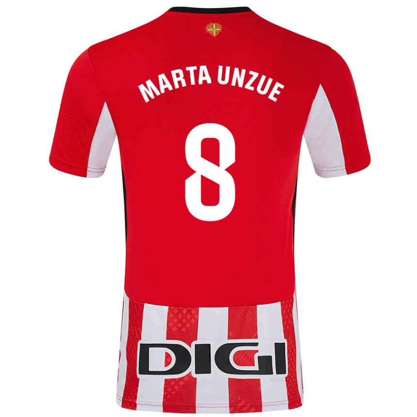 Niño Fútbol Camiseta Marta Unzué Urdániz #8 Rojo Blanco 1ª Equipación 2024/25 Argentina