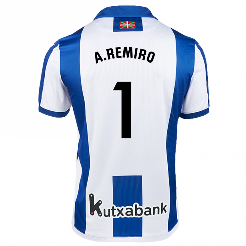 Niño Fútbol Camiseta Álex Remiro #1 Blanco Azul 1ª Equipación 2024/25 Argentina