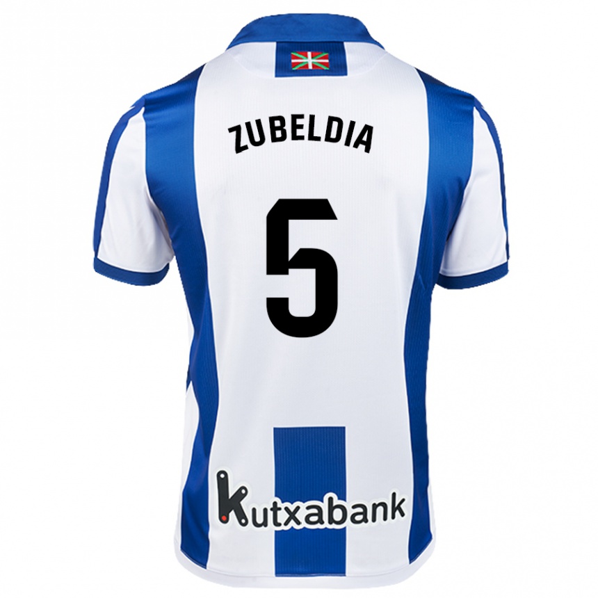 Niño Fútbol Camiseta Igor Zubeldia #5 Blanco Azul 1ª Equipación 2024/25 Argentina