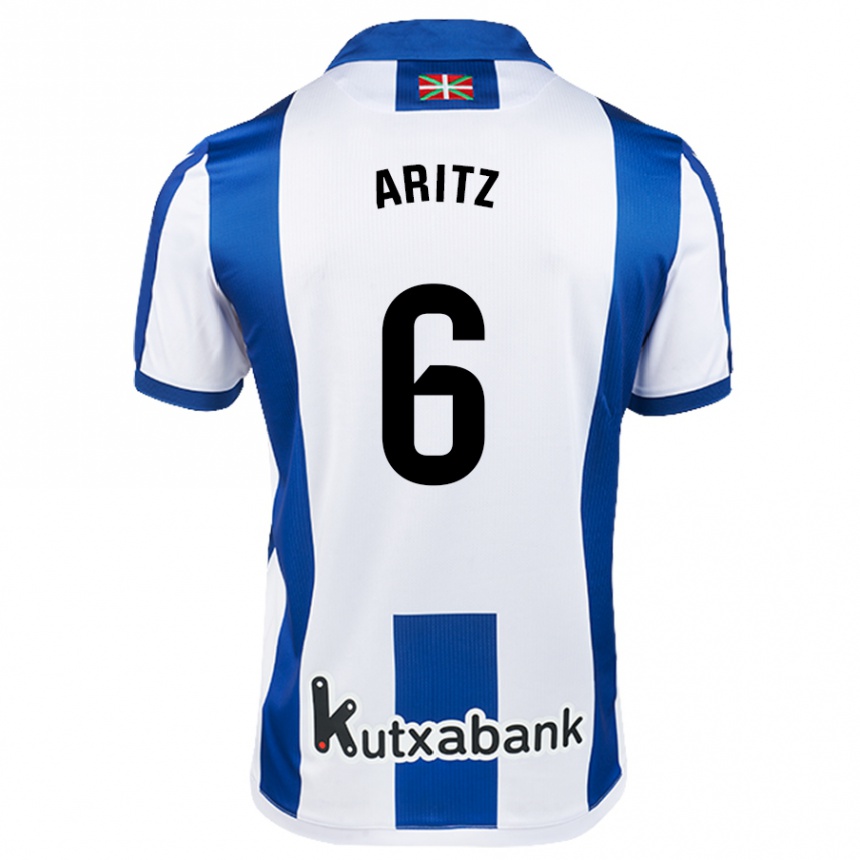 Niño Fútbol Camiseta Aritz Elustondo #6 Blanco Azul 1ª Equipación 2024/25 Argentina