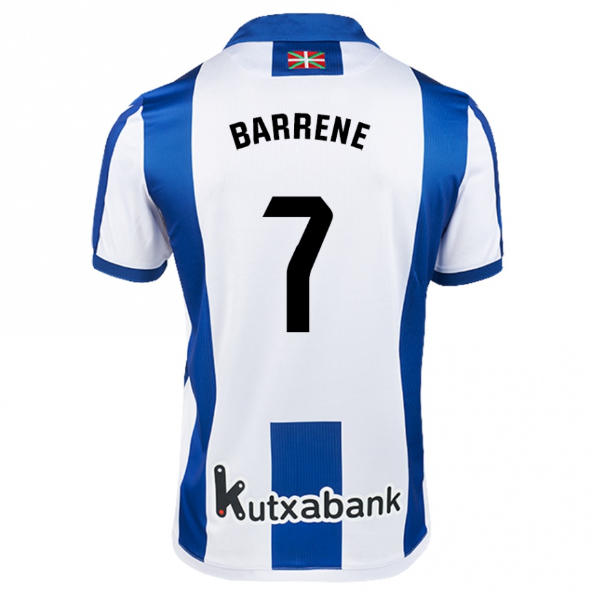 Niño Fútbol Camiseta Ander Barrene #7 Blanco Azul 1ª Equipación 2024/25 Argentina