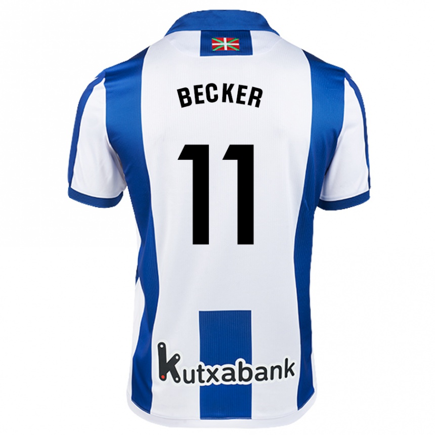 Niño Fútbol Camiseta Sheraldo Becker #11 Blanco Azul 1ª Equipación 2024/25 Argentina