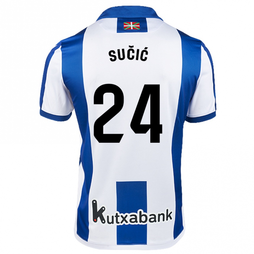 Niño Fútbol Camiseta Luka Sucic #24 Blanco Azul 1ª Equipación 2024/25 Argentina