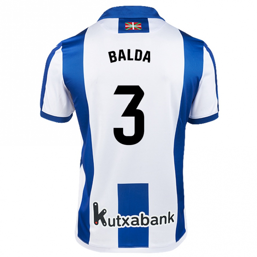 Niño Fútbol Camiseta Jon Balda #3 Blanco Azul 1ª Equipación 2024/25 Argentina