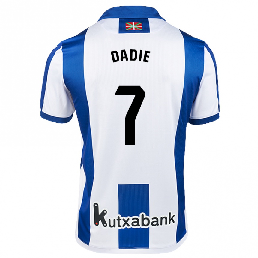 Niño Fútbol Camiseta Alberto Dadie #7 Blanco Azul 1ª Equipación 2024/25 Argentina