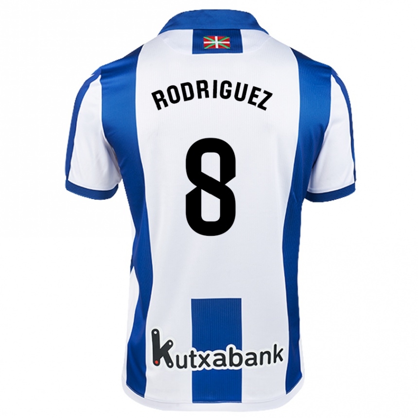 Niño Fútbol Camiseta Mikel Rodriguez #8 Blanco Azul 1ª Equipación 2024/25 Argentina