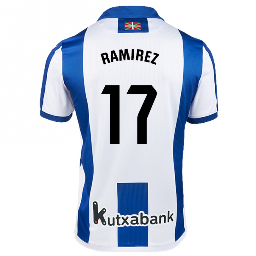 Niño Fútbol Camiseta Darío Ramirez #17 Blanco Azul 1ª Equipación 2024/25 Argentina