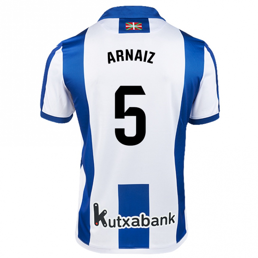 Niño Fútbol Camiseta Iris Arnaiz #5 Blanco Azul 1ª Equipación 2024/25 Argentina