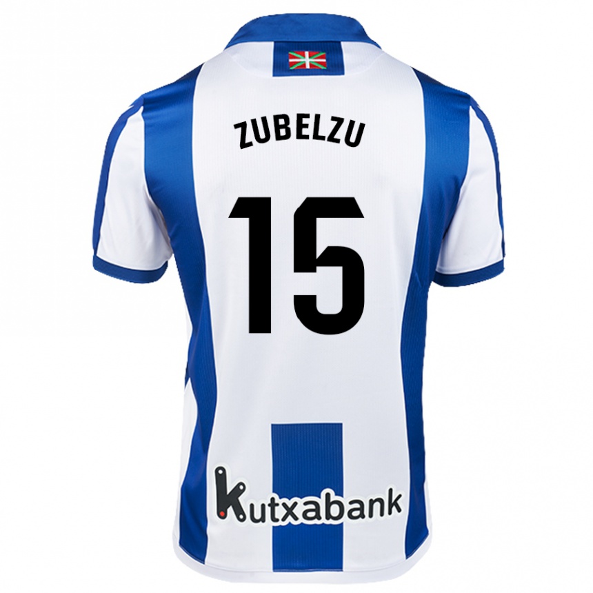 Niño Fútbol Camiseta Julen Zubelzu #15 Blanco Azul 1ª Equipación 2024/25 Argentina