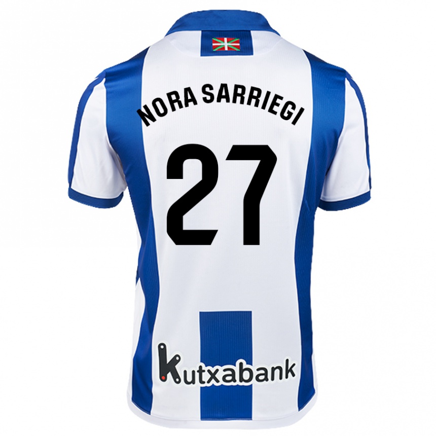 Niño Fútbol Camiseta Nora Sarriegi Galdos #27 Blanco Azul 1ª Equipación 2024/25 Argentina