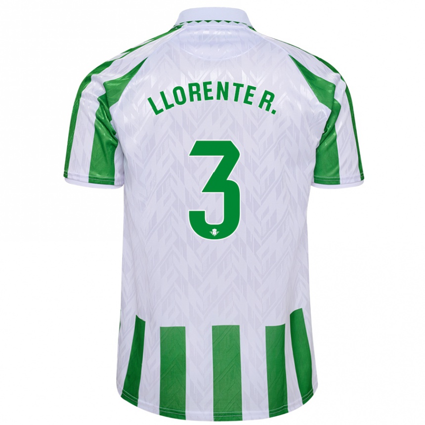 Niño Fútbol Camiseta Diego Llorente #3 Verde Rayas Blancas 1ª Equipación 2024/25 Argentina