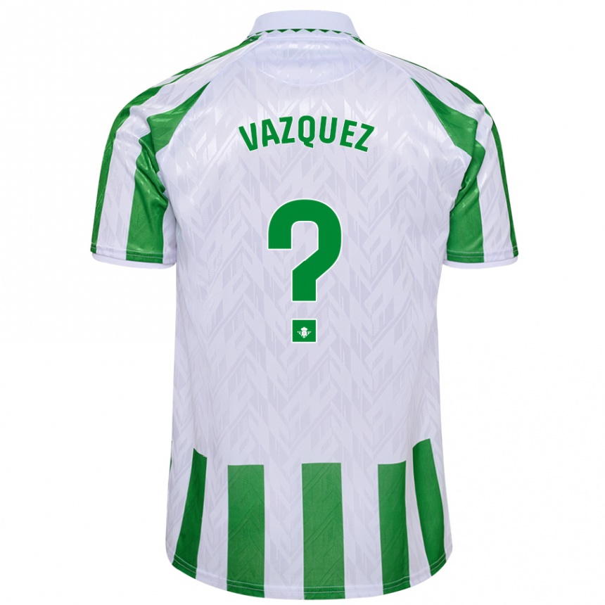 Niño Fútbol Camiseta Alejandro Vázquez #0 Verde Rayas Blancas 1ª Equipación 2024/25 Argentina