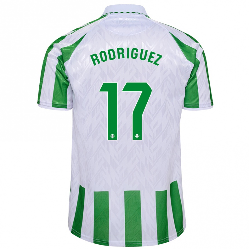 Niño Fútbol Camiseta Jesús Rodriguez #17 Verde Rayas Blancas 1ª Equipación 2024/25 Argentina