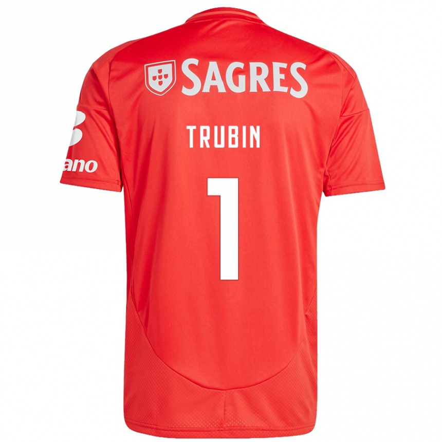 Niño Fútbol Camiseta Anatoliy Trubin #1 Rojo Blanco 1ª Equipación 2024/25 Argentina