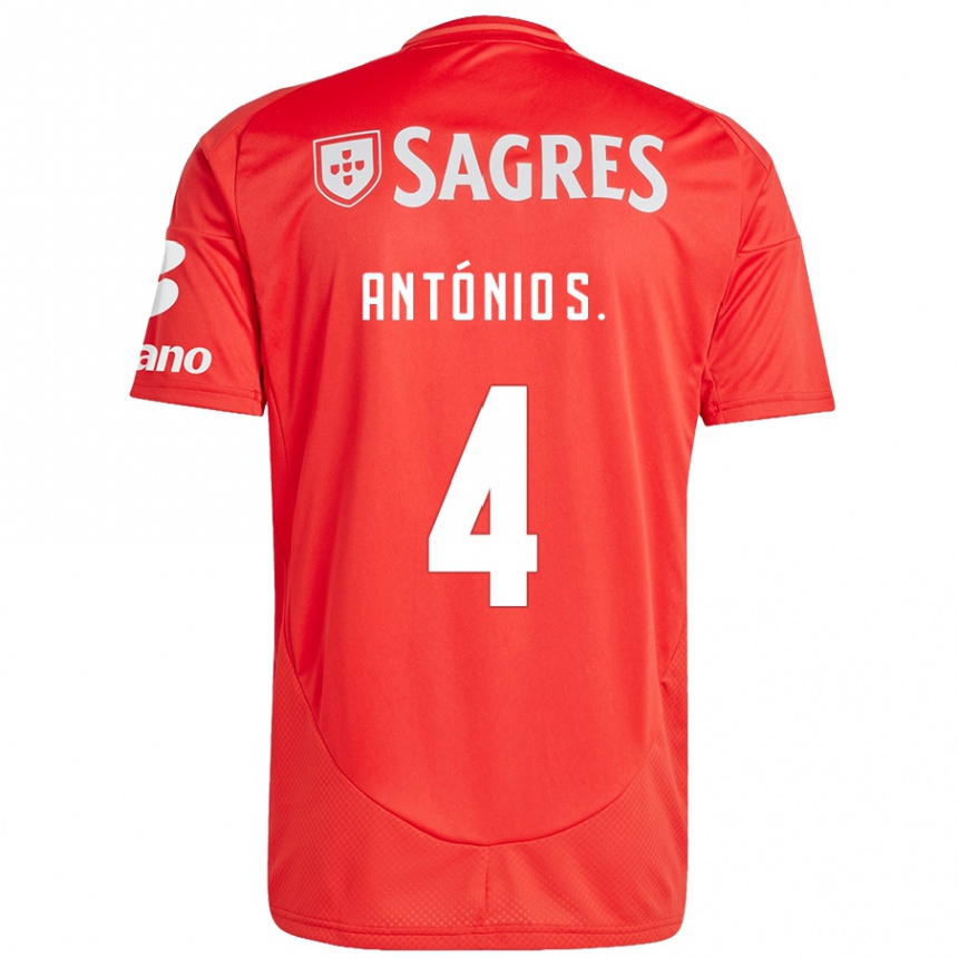 Niño Fútbol Camiseta António Silva #4 Rojo Blanco 1ª Equipación 2024/25 Argentina