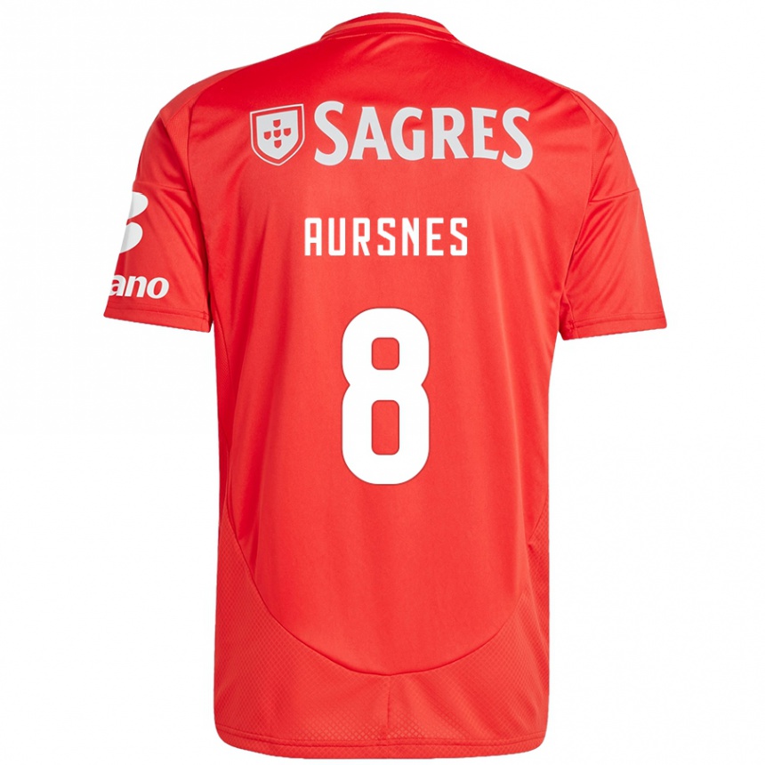 Niño Fútbol Camiseta Fredrik Aursnes #8 Rojo Blanco 1ª Equipación 2024/25 Argentina