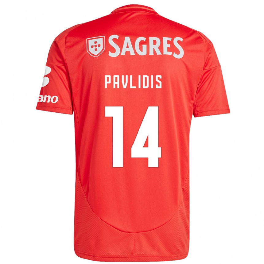 Niño Fútbol Camiseta Vangelis Pavlidis #14 Rojo Blanco 1ª Equipación 2024/25 Argentina