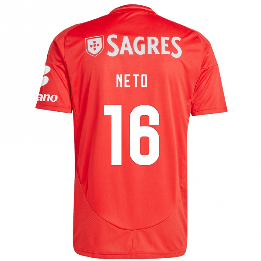 Niño Fútbol Camiseta Martim Neto #16 Rojo Blanco 1ª Equipación 2024/25 Argentina