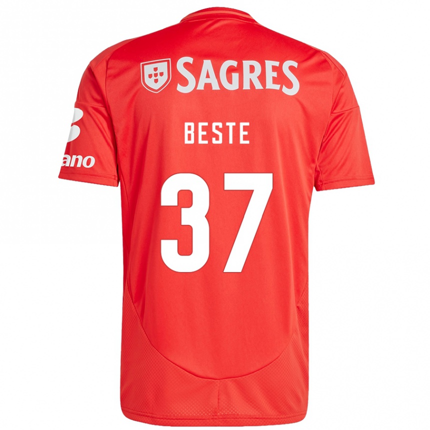 Niño Fútbol Camiseta Jan-Niklas Beste #37 Rojo Blanco 1ª Equipación 2024/25 Argentina