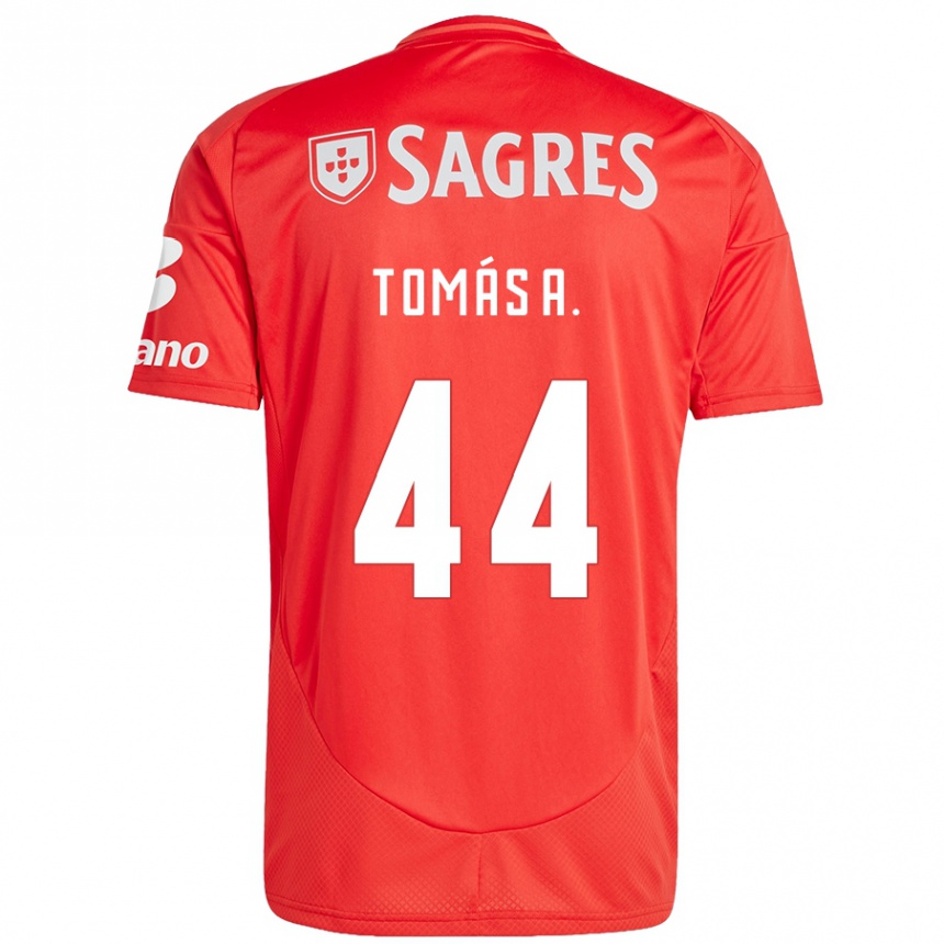 Niño Fútbol Camiseta Tomás Araújo #44 Rojo Blanco 1ª Equipación 2024/25 Argentina