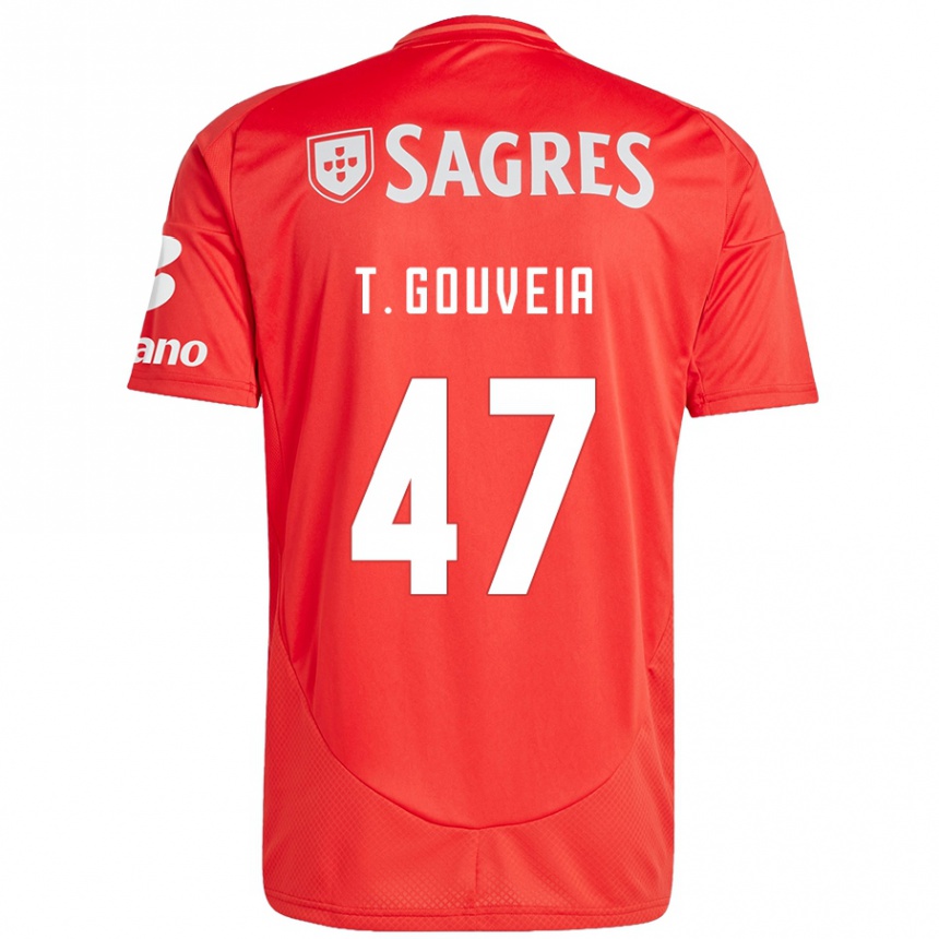 Niño Fútbol Camiseta Tiago Gouveia #47 Rojo Blanco 1ª Equipación 2024/25 Argentina