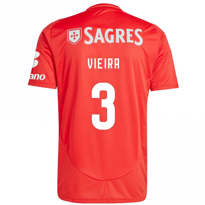 Niño Fútbol Camiseta Miguel Vieira #3 Rojo Blanco 1ª Equipación 2024/25 Argentina