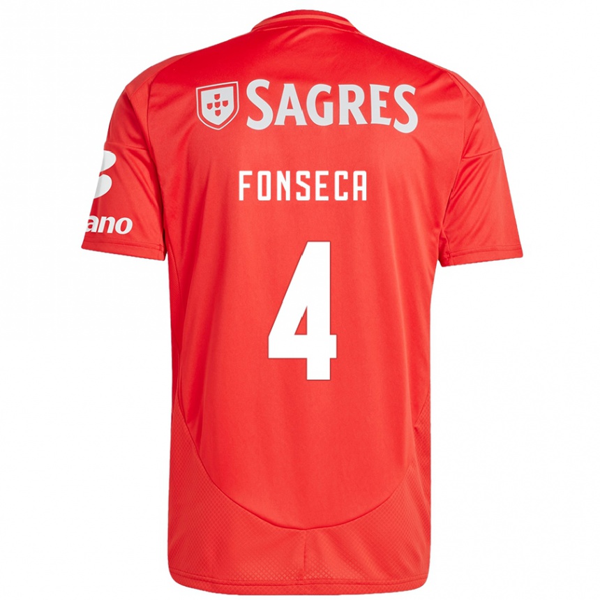 Niño Fútbol Camiseta João Fonseca #4 Rojo Blanco 1ª Equipación 2024/25 Argentina