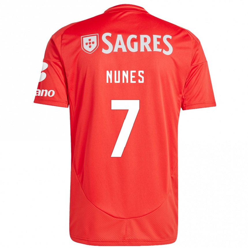 Niño Fútbol Camiseta Bernardo Nunes #7 Rojo Blanco 1ª Equipación 2024/25 Argentina