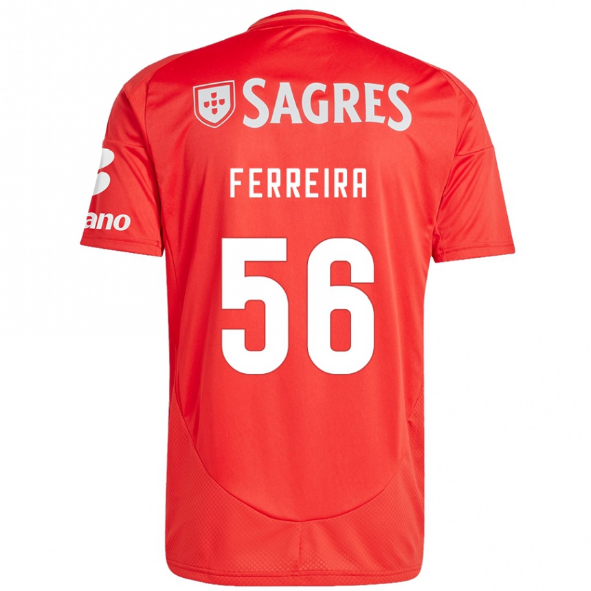 Niño Fútbol Camiseta Martim Ferreira #56 Rojo Blanco 1ª Equipación 2024/25 Argentina