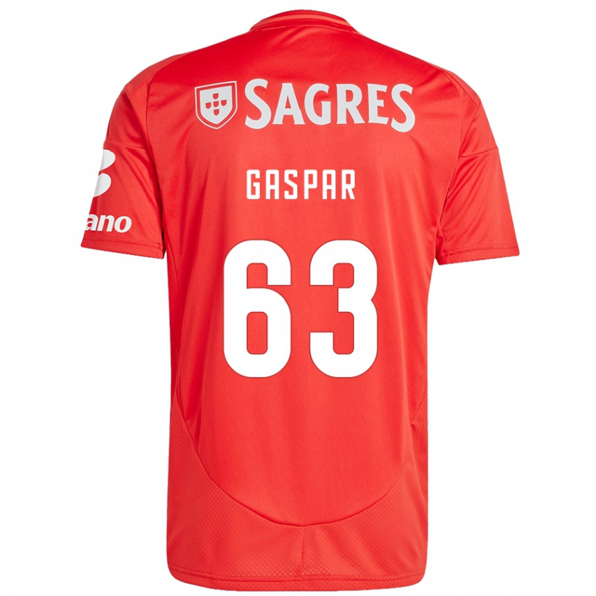 Niño Fútbol Camiseta Guilherme Gaspar #63 Rojo Blanco 1ª Equipación 2024/25 Argentina