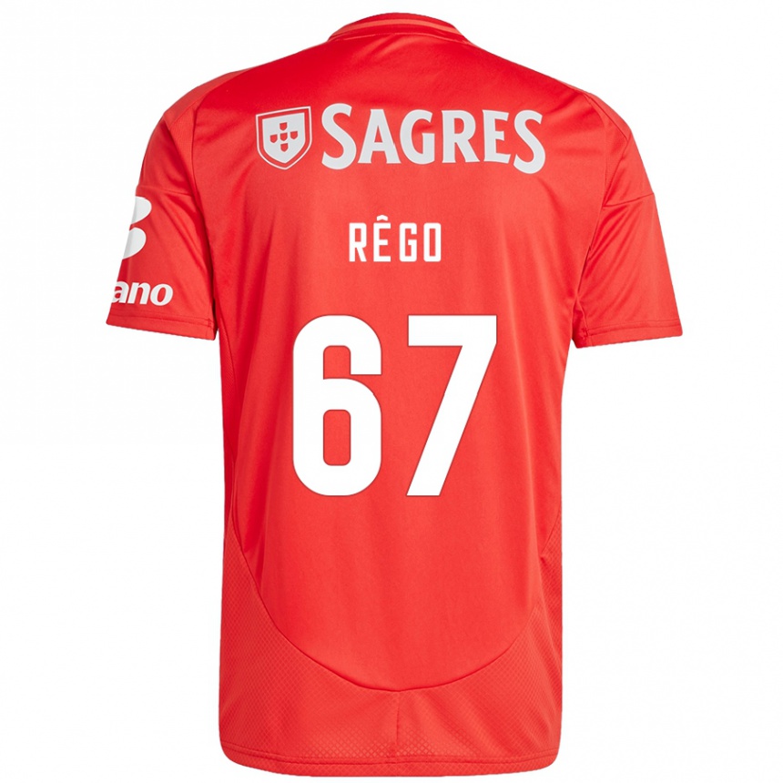 Niño Fútbol Camiseta Rodrigo Rêgo #67 Rojo Blanco 1ª Equipación 2024/25 Argentina