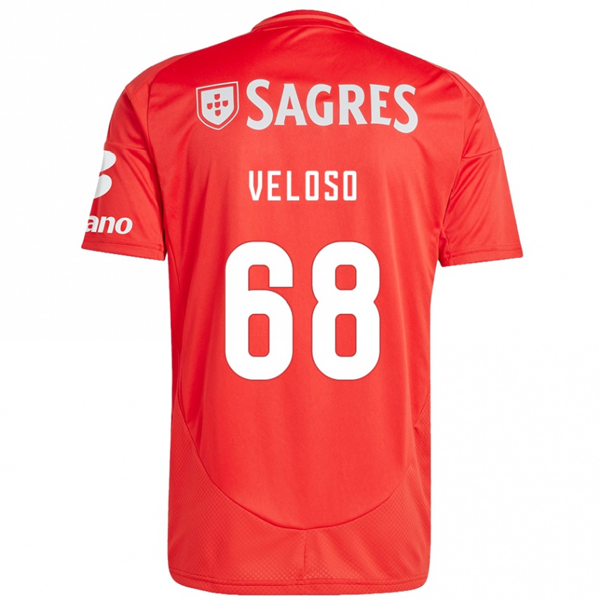 Niño Fútbol Camiseta João Veloso #68 Rojo Blanco 1ª Equipación 2024/25 Argentina