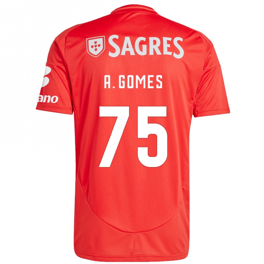 Niño Fútbol Camiseta André Gomes #75 Rojo Blanco 1ª Equipación 2024/25 Argentina