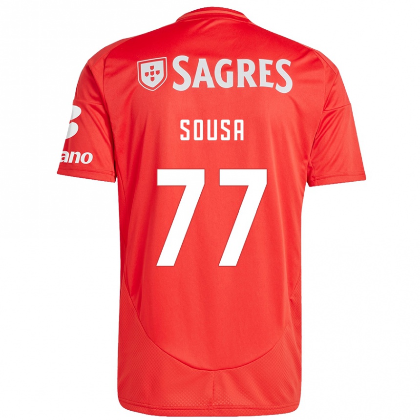 Niño Fútbol Camiseta Gerson Sousa #77 Rojo Blanco 1ª Equipación 2024/25 Argentina