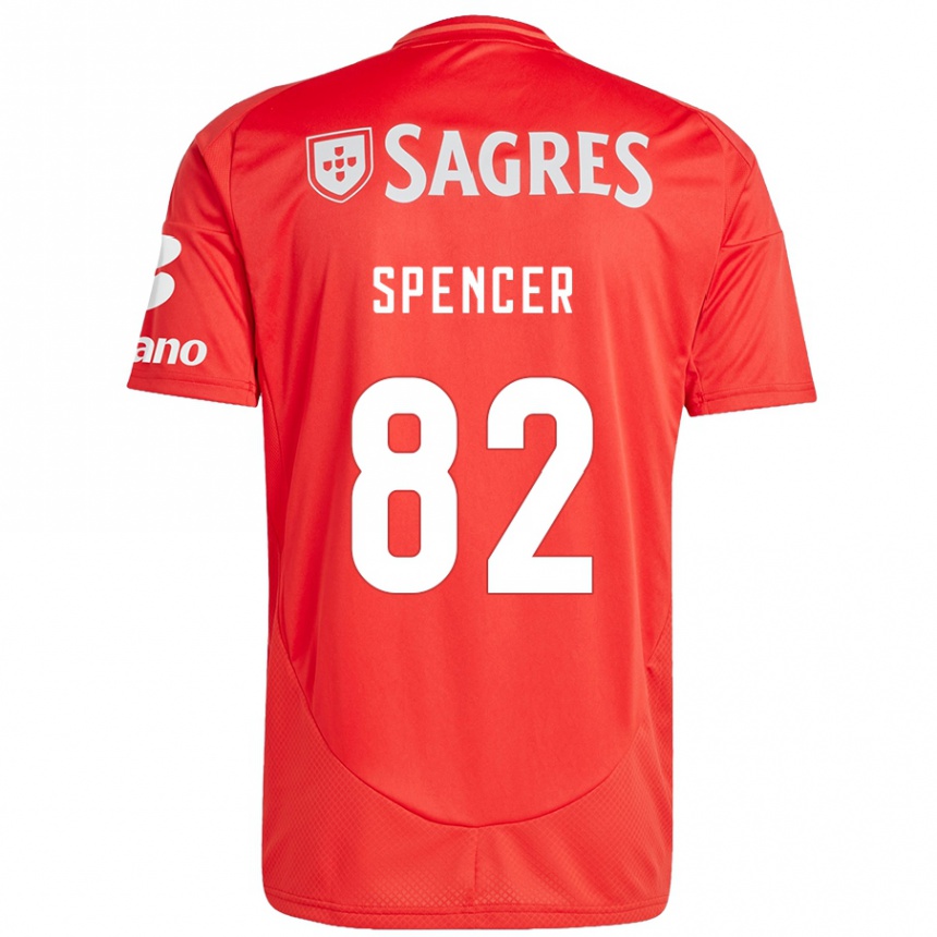 Niño Fútbol Camiseta Diogo Spencer #82 Rojo Blanco 1ª Equipación 2024/25 Argentina