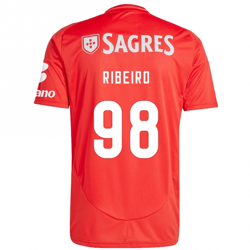 Niño Fútbol Camiseta Ricardo Ribeiro #98 Rojo Blanco 1ª Equipación 2024/25 Argentina