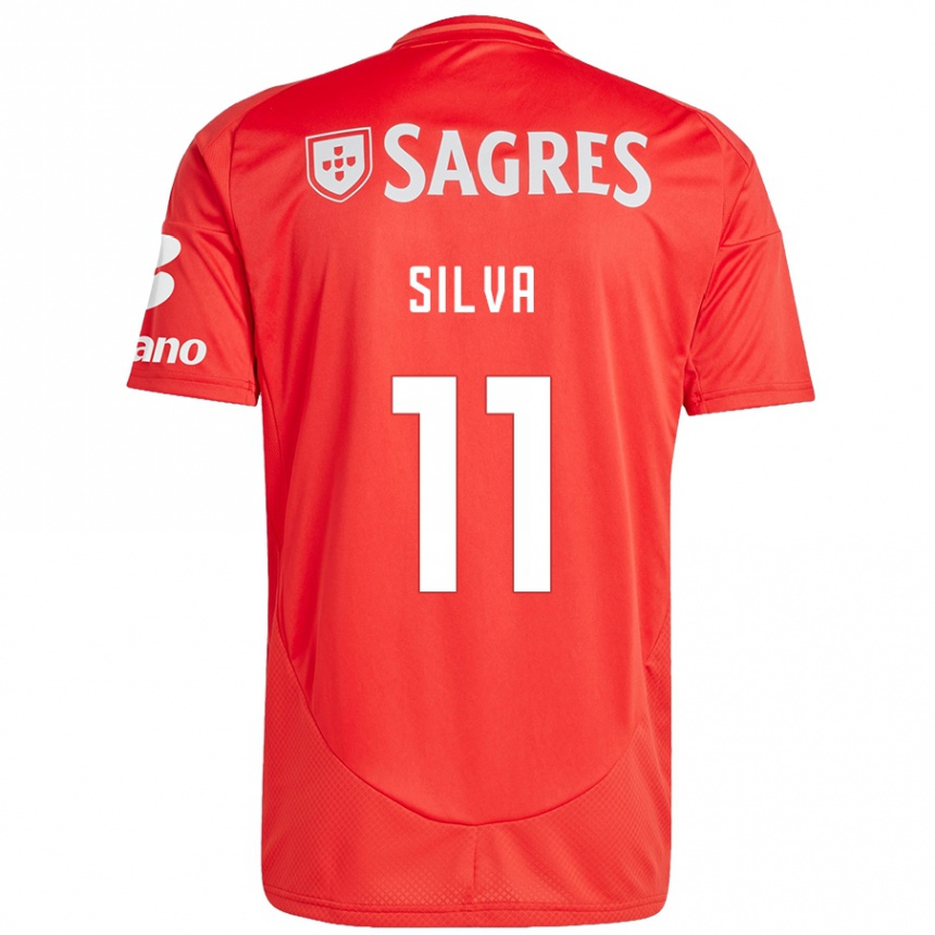 Niño Fútbol Camiseta Jéssica Silva #11 Rojo Blanco 1ª Equipación 2024/25 Argentina