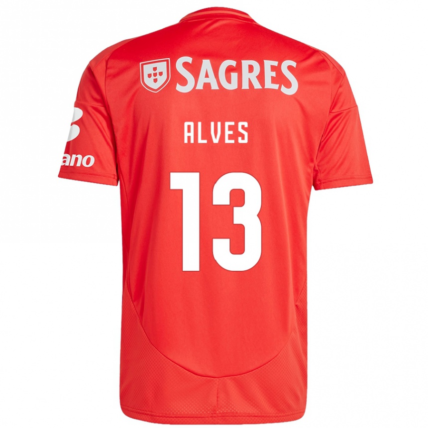 Niño Fútbol Camiseta Lucia Alves #13 Rojo Blanco 1ª Equipación 2024/25 Argentina