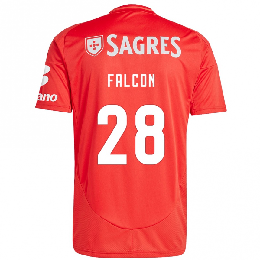 Niño Fútbol Camiseta Andrea Falcón #28 Rojo Blanco 1ª Equipación 2024/25 Argentina