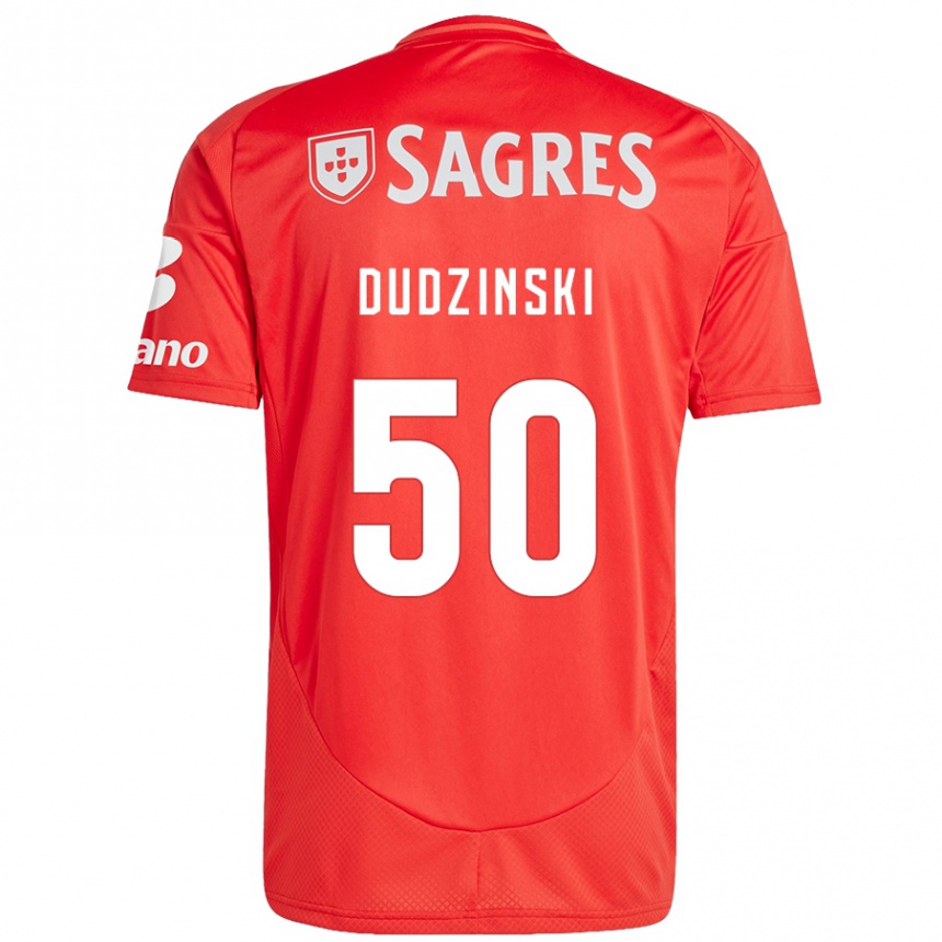 Niño Fútbol Camiseta Marcel Dudzinski #50 Rojo Blanco 1ª Equipación 2024/25 Argentina