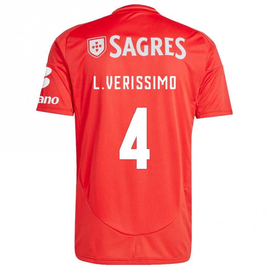 Niño Fútbol Camiseta Lucas Verissimo #4 Rojo Blanco 1ª Equipación 2024/25 Argentina