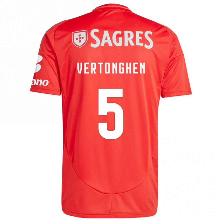 Niño Fútbol Camiseta Jan Vertonghen #5 Rojo Blanco 1ª Equipación 2024/25 Argentina