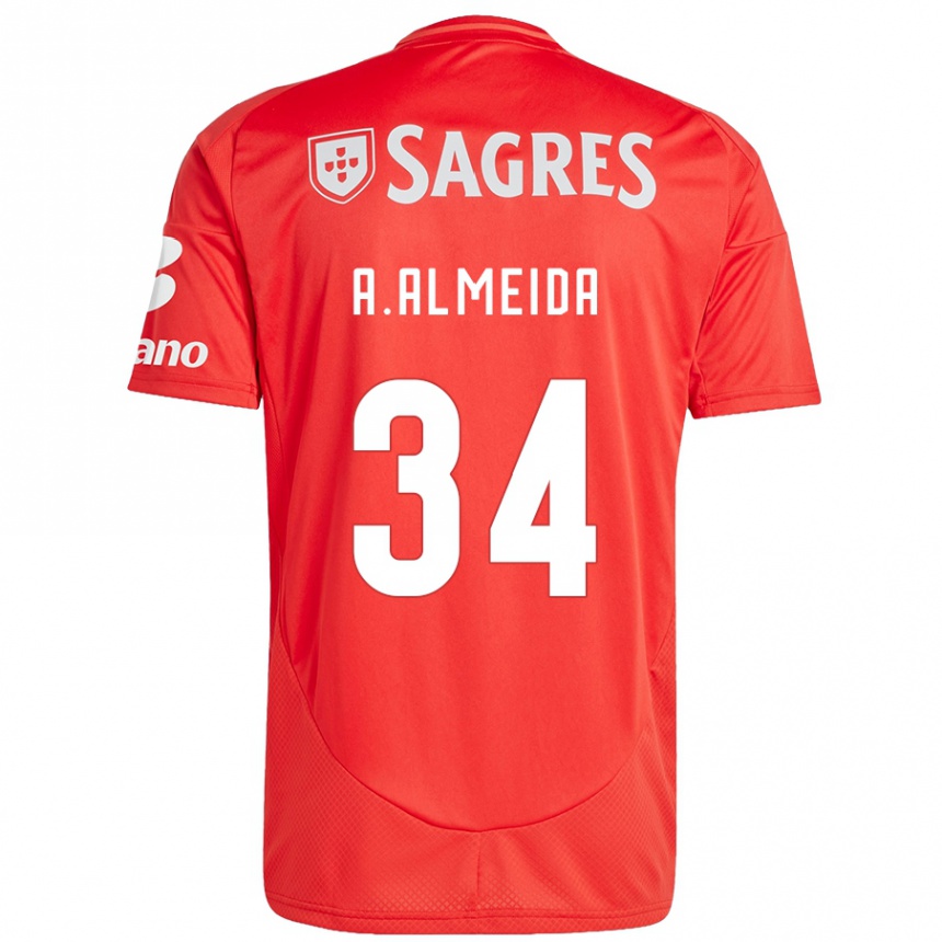 Niño Fútbol Camiseta Andre Almeida #34 Rojo Blanco 1ª Equipación 2024/25 Argentina